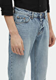 İndigo Düz Regular Fit Denim %100 Pamuk Pantolon