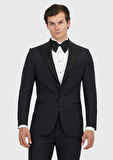 Lacivert Düz Thin&taller Slim Fit Kruvaze Yaka Dokuma Smokin Takım Elbise