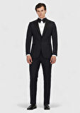 Lacivert Düz Thin&taller Slim Fit Kruvaze Yaka Dokuma Smokin Takım Elbise