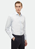 Açık Mavi Düz Slim Fit Dokuma Klasik %100 Pamuk Gömlek