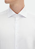 Beyaz Düz Slim Fit Dokuma Klasik %100 Pamuk Gömlek