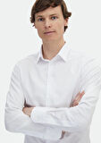 Beyaz Düz Super Slm Fit Dokuma Klasik %100 Pamuk Gömlek