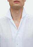Beyaz Düz Regular Fit Dokuma Klasik Gömlek