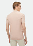 Pembe Polo Yaka Jakarlı Triko
