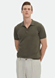 Haki Polo Yaka Düz Örgü %100 Pamuk Triko
