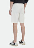 Ekru Düz Örme Jogging Fit Casual Bermuda