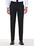 Siyah Düz Dokuma Slim Fit Klasik Yün Karışımlı Pantolon