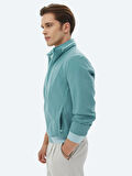 Koyu Mint Regular Fit Dik Yaka Casual Dokuma Mont