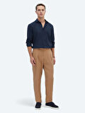 Açık Kahve Dokuma Carrot Fit Casual Pantolon
