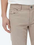 Vizon Dokuma Slim Fit Casual Pamuk Karışımlı Pantolon