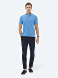 Mavi Jakarlı Polo Yaka %100 Pamuk T-Shirt