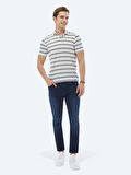 Lacivert Çizgili Polo Yaka T-Shirt