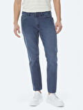 Lacivert Slim Fit Denim Pamuk Karışımlı Pantolon