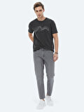 Gri Slim Fit Denim Pamuk Karışımlı Pantolon