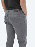 Gri Slim Fit Denim Pamuk Karışımlı Pantolon