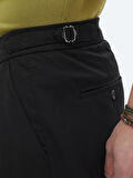 Siyah Düz Dokuma Carrot Fit Smart Casual Pantolon