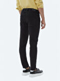 Siyah Slim Fit Denim Pamuk Karışımlı Pantolon