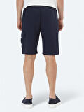 Lacivert Düz Örme Jogging Fit Casual Bermuda