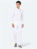 Beyaz Düz Slim Fit Dokuma Klasik %100 Pamuk Gömlek