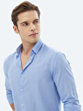 Mavi Düz Regular Fit Dokuma Casual %100 Pamuk Gömlek