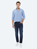 Mavi Düz Regular Fit Dokuma Casual %100 Pamuk Gömlek