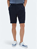 Lacivert Düz Dokuma Modern Fit Casual Bermuda