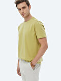 Limon Küfü Düz Bisiklet Yaka Pamuk Karışımlı T-Shirt
