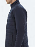 Lacivert Regular Fit Dik Yaka Casual Dokuma Mont