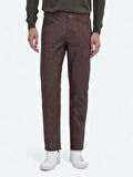 Kahverengi Dokuma Slim Fit Casual Pamuk Karışımlı Pantolon