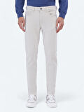 Gri Dokuma Slim Fit Casual Pamuk Karışımlı Pantolon