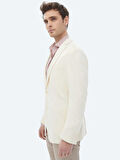 Ekru Düz Modern Fit Örme Ceket