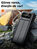 ACL PW-61 30.000mAh Güneş Enerjili Powerbank | 5 Cihaz Aynı Anda Şarj | USB-C & Lightning & Micro USB & 2x USB Çıkış | Dahili LED Fener