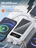 ACL PW-61 30.000mAh Güneş Enerjili Powerbank | 5 Cihaz Aynı Anda Şarj | USB-C & Lightning & Micro USB & 2x USB Çıkış | Dahili LED Fener