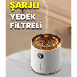 Aksesuarcı Şarjlı 350 ML Kablosuz Çalışma Volkanik Alev Hava Nemlendirici Denizanası Duman Halka Sprey