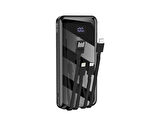 BLIC BPB3 10.000mAh LCD Ekranlı Powerbank | 3in1 Dahili Kablolu, 2.1A Hızlı Şarj, USB-A & USB-C Girişli