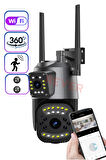 4Mp 360° Haraketli DUAL LENS Hareket Sensörlü Güvenlik Kamerası IP Kamera Gece Görüşlü Su Geçirmez