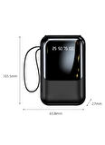 LCD Ekranlı 10.000mAh Taşınabilir Powerbank - USB-C, Mikro, Lightning