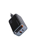 Fulltech FC23 67W GaN Hızlı Şarj Adaptörü | Dahili Retractable USB-C Kablo + USB-A Çıkışı | Telefon, Tablet ve Laptop Uyumlu