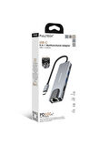 Fulltech FH20 5-in-1 USB-C Çoklayıcı Adaptör | 100W PD Hızlı Şarj | 4K HDMI | Ethernet | 2x USB 3.0