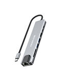 Fulltech FH21 8-in-1 USB-C Çoklayıcı | 4K HDMI, 100W PD, Gigabit Ethernet, SD/TF Kart Okuyucu, 2xUSB-C + 2xUSB 3.0 Çoklu Bağlantı Adaptörü