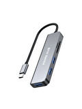 Fulltech FH26 5'i 1 Arada USB-C Çoklayıcı | 3xUSB Giriş + SD/TF Kart Okuyucu | Hızlı Veri Aktarımı & Güvenli Çip
