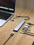 Fulltech FH27 USB-C + A 8-in-2 Çoklayıcı | 5Gbps Hız | SD Kart Okuyucu | 3.5mm Jack | Alüminyum Gövde