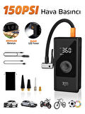 7GO 7A3 Hava Pompası & Powerbank | 150 PSI Ultra Basınç, LED Işıklı, LCD Ekranlı, 4000mAh Taşınabilir Şarjlı Kompresör