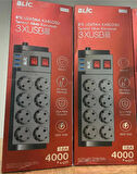 ROSE TEKNOLOJİ FTR-08 TERMAL AKIM KORUMALI 8 PRİZ 3 USB GİRİŞLİ ÇOCUK KORUMALI 2 METRE UZATMA KABLOLU PRİZ