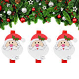 Yılbaşı Noel Baba Desenli Dekoratif Mandal 6'lı