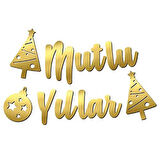 Yılbaşı Kaligrafi Mutlu Yıllar Afiş Altın
