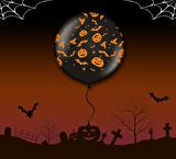 Halloween Balkabağı Baskılı Jumbo Lateks Balon 60 cm