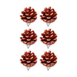 Yılbaşı Çam Ağcı Süsü Kırmızı Kozalak 4 cm 6'lı