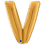 V Harf Grabo Altın Folyo Balon 66 cm