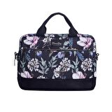 Black Cherries Çiçek Desenli 13-14 inç Kadın Laptop / Macbook Çantası